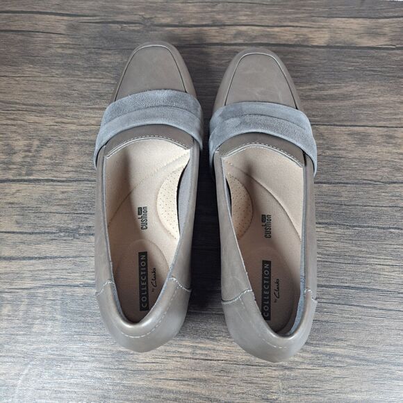 Clarks Juliet Rose Leather Grey Dove Slip On Loafer Women's Sz 7 M Soft Cushion - Picture 6 of 9